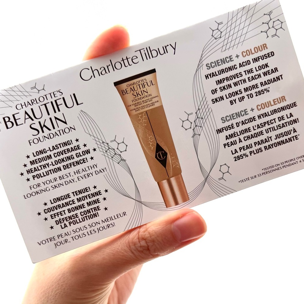 5 for 25⚡️Charlotte Tilbury Beautiful Skin Foundation Sample Card .27ml